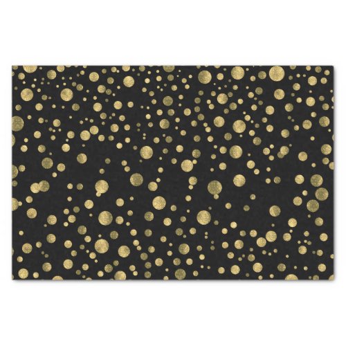 Black and Gold Confetti Dots Tissue Paper