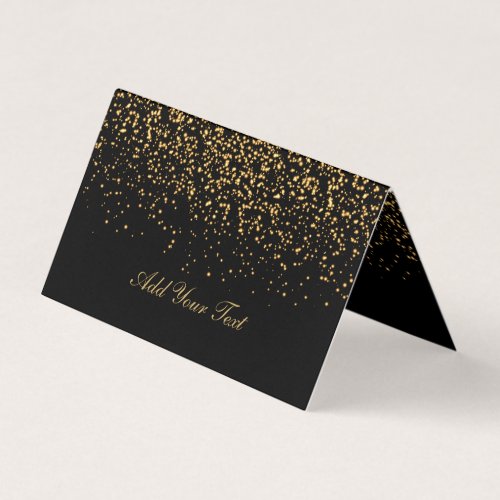 Black and Gold Confetti  Place Cards