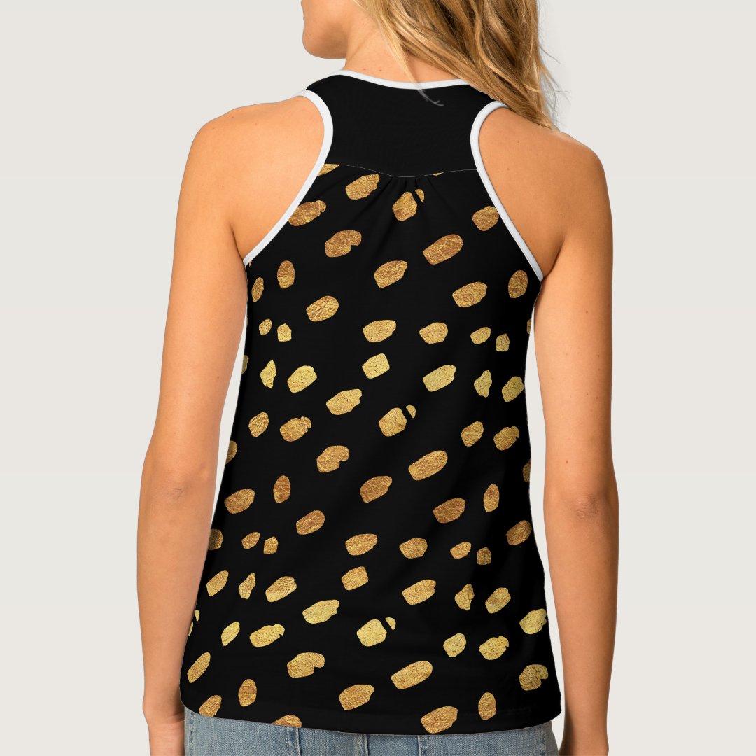 Black and Gold Confetti Tank Top Zazzle