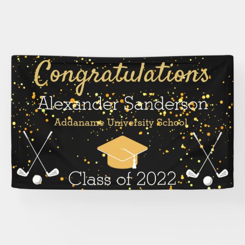 Black and Gold Congrats Gradgolfers Graduation Banner