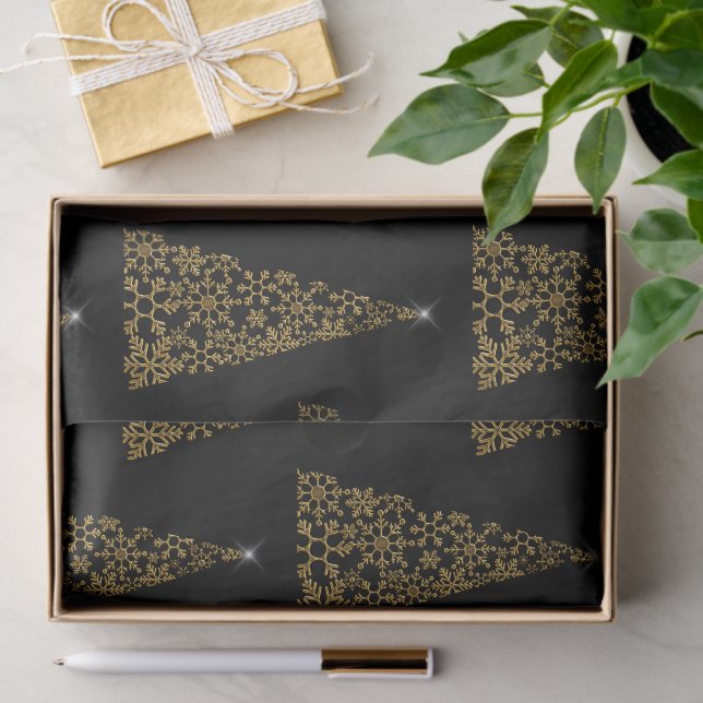 Black and Gold Contemporary Christmas Tissue Paper (Gift)
