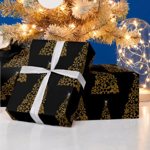 Black and Gold Contemporary Christmas Wrapping Paper