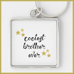 Black and Gold Coolest Brother Ever  Keychain