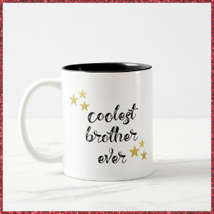 Black and Gold Coolest Brother Ever Two-Tone Coffee Mug