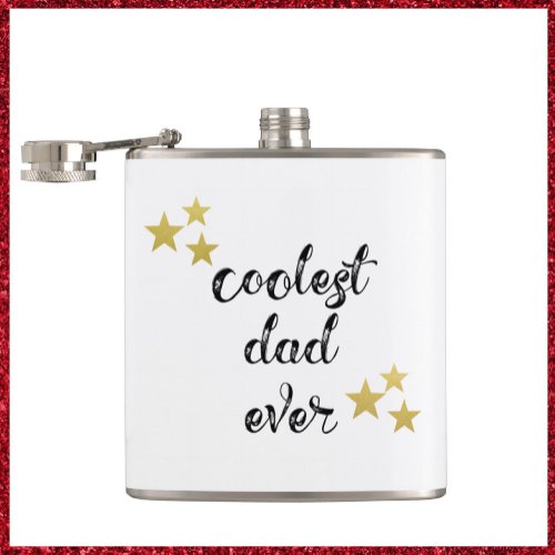 Black and Gold Coolest Dad Ever Flask