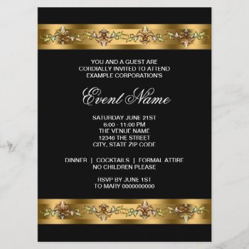 Black And Gold Corporate Party Event Template by decembermorning at Zazzle