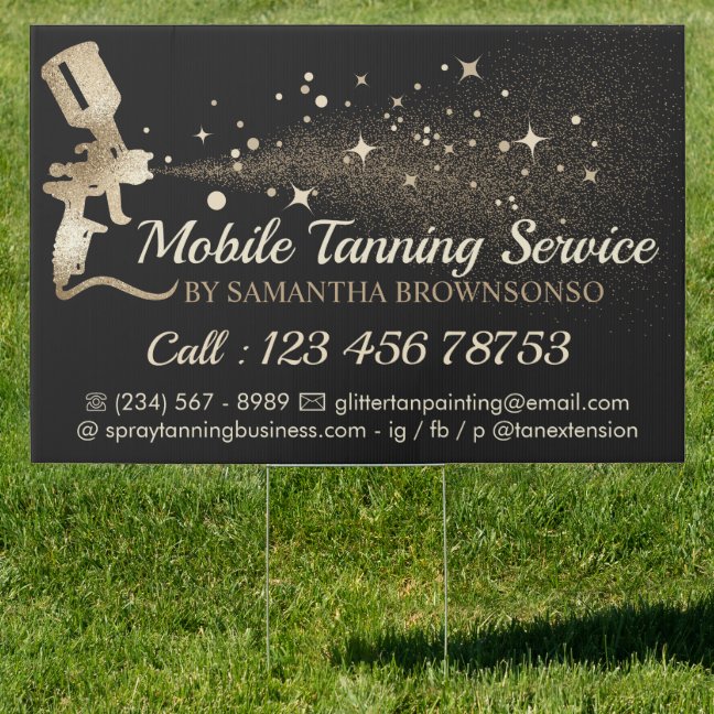 Black and Gold Cosmetic Makeup Spray Tanning Sign