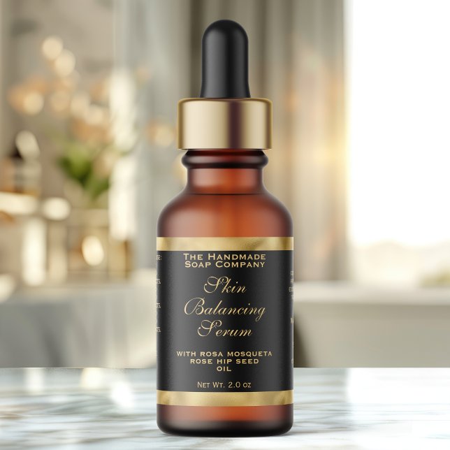 Black and Gold Cosmetics Dropper Bottle Label (Creator Uploaded)