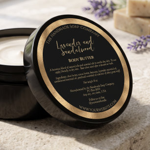 Black and Gold Cosmetics Jar Label w Ingredients