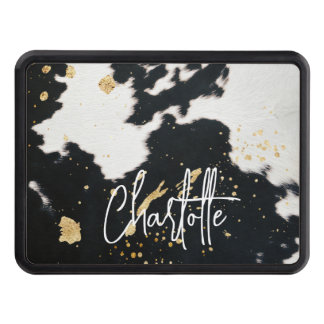 Black and Gold Cowhide Hitch Cover