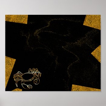 Black And Gold Crab Tropical Printable Art  Poster by Sozo4all at Zazzle