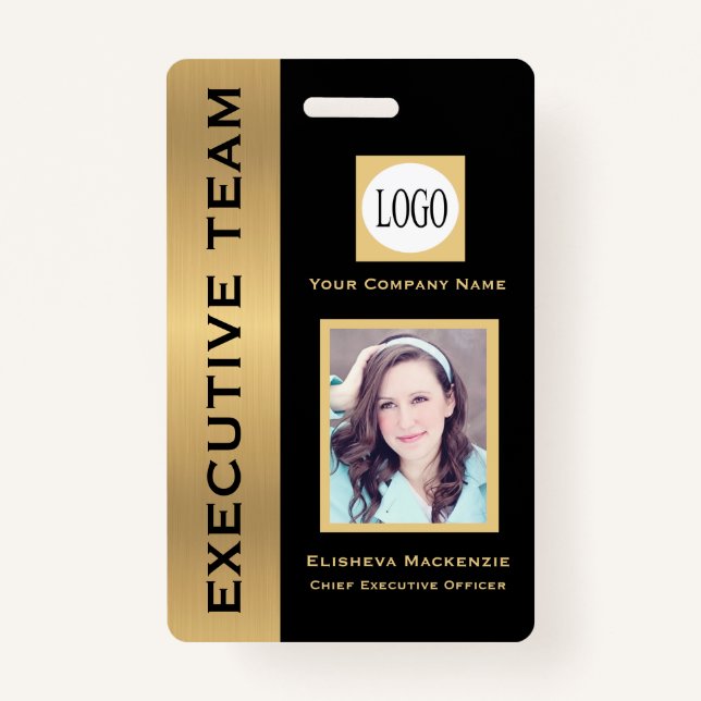 Black and Gold Creative Executive Employee ID Badg Badge (Front)