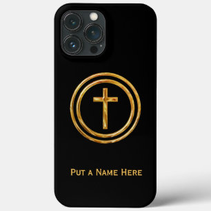 Black and Gold Cross Name Template iPhone 13 Pro Max Case