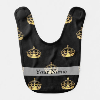 Black and gold crown pattern bib