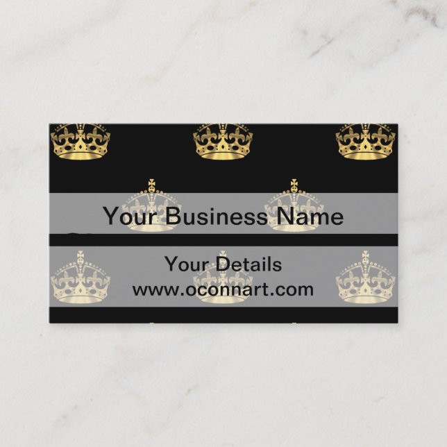 Black and gold crown pattern business card (Front)