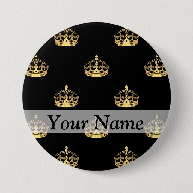 Black and gold crown pattern button (Front)