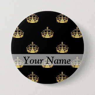 Black and gold crown pattern button