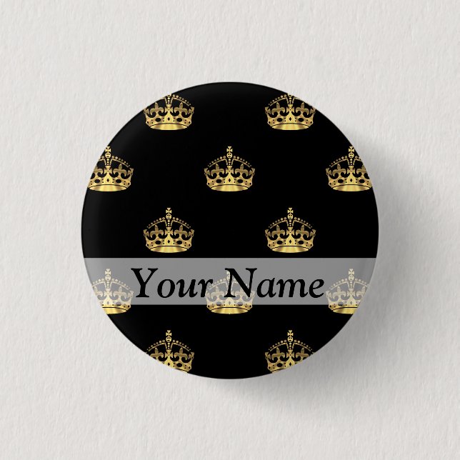 Black and gold crown pattern button (Front)