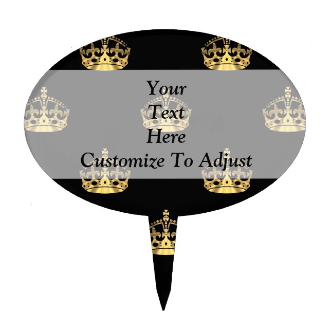 Black and gold crown pattern cake topper (Front)