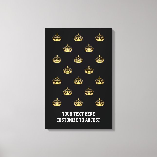 Black and gold crown pattern canvas print (Front)