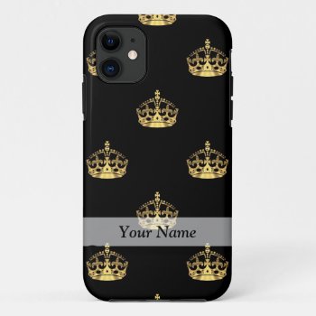 Black And Gold Crown Pattern Iphone 11 Case by Patternzstore at Zazzle