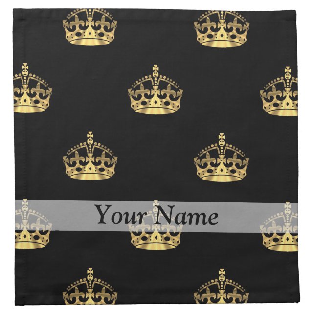 Black and gold crown pattern cloth napkin (Front)