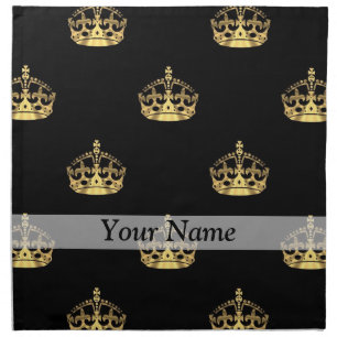 Black and gold crown pattern cloth napkin