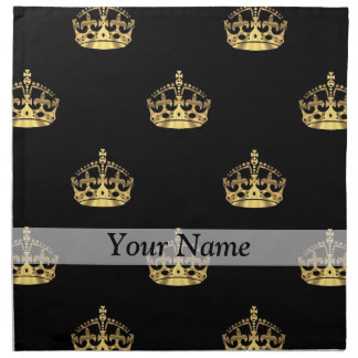 Black and gold crown pattern cloth napkin