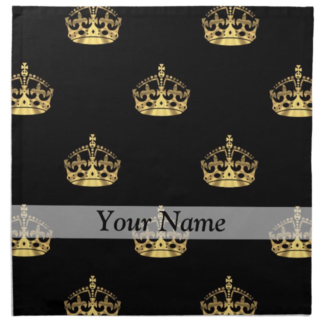 Black and gold crown pattern cloth napkin (Front)