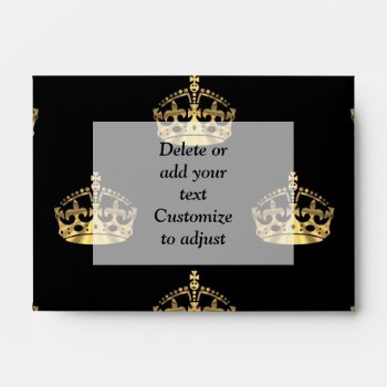 Black And Gold Crown Pattern Envelope by Patternzstore at Zazzle