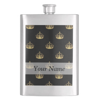 Black and gold crown pattern flask
