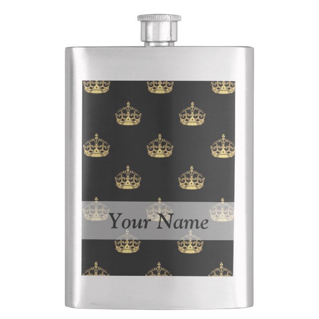 Black and gold crown pattern flask (Front)