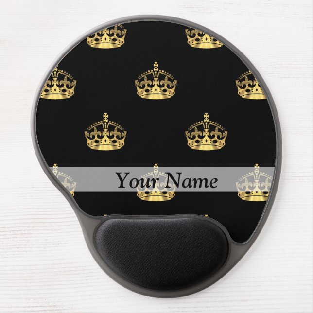 Black and gold crown pattern gel mouse pad (Front)