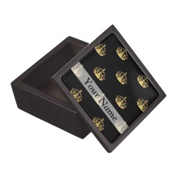 Black And Gold Crown Pattern Gift Box by Patternzstore at Zazzle