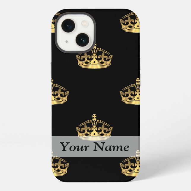 Black and gold crown pattern iphone case (Back)