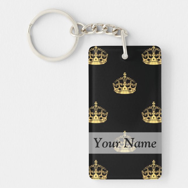 Black and gold crown pattern keychain (Front)