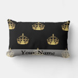 Black And Gold Crown Pattern Lumbar Pillow at Zazzle
