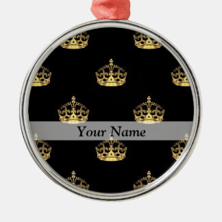 Black and gold crown pattern metal ornament