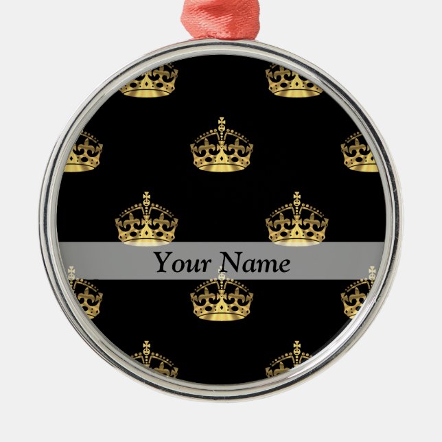 Black and gold crown pattern metal ornament (Front)