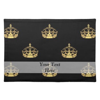 Black And Gold Crown Pattern Placemat by Patternzstore at Zazzle