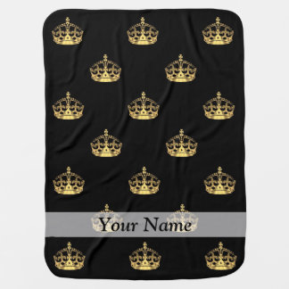 Black and gold crown pattern receiving blanket