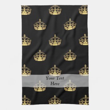 Black And Gold Crown Pattern Towel by Patternzstore at Zazzle
