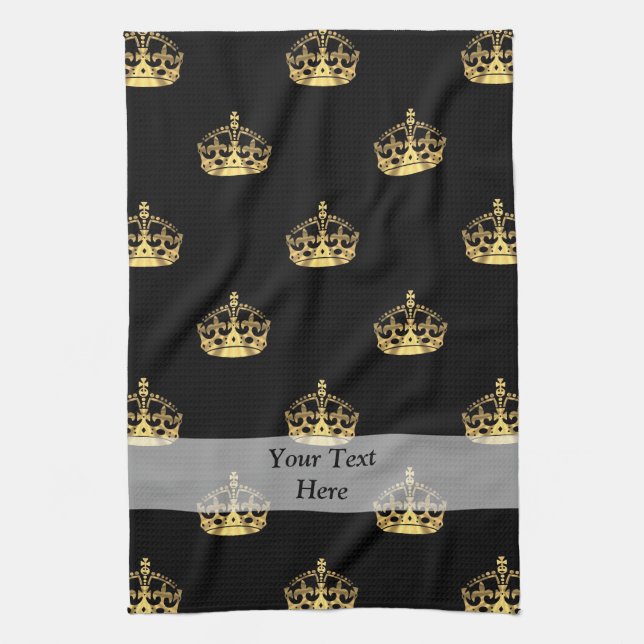 Black and gold crown pattern towel (Vertical)