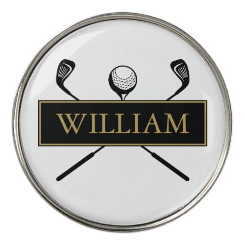  Black And Gold Custom Ball And Clubs Golf Ball Marker