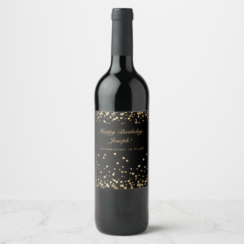 Black And Gold Custom Birthday Wine Label