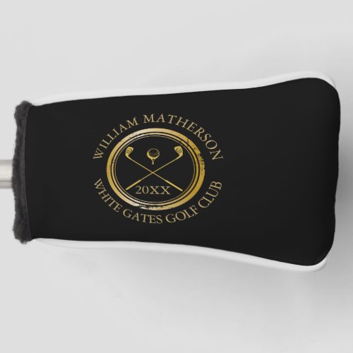 Black and Gold Custom Golfers And Club Date Golf Head Cover