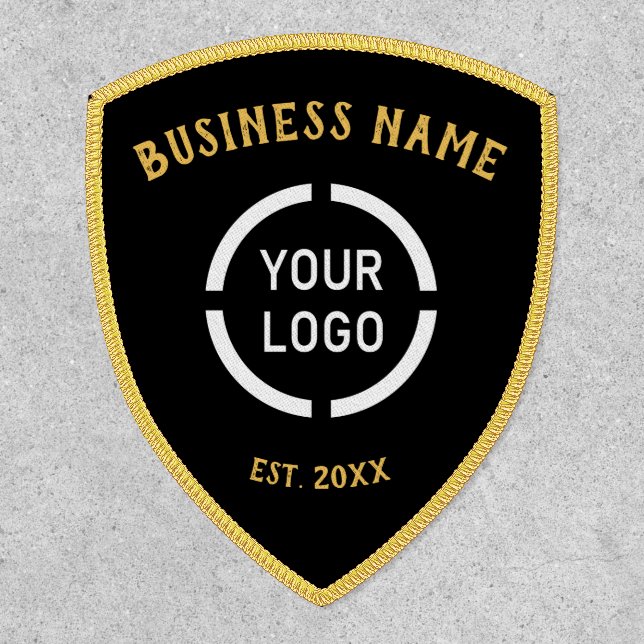Black and gold Custom Logo branded promotional Patch (Front)