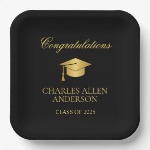 Black and Gold Custom Paper Plates