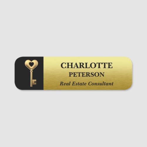 Black and Gold Custom Realtor or Real Estate Name Tag