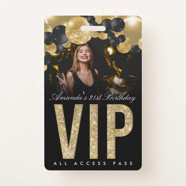 Black and Gold Customizable VIP All Access Badge | Zazzle